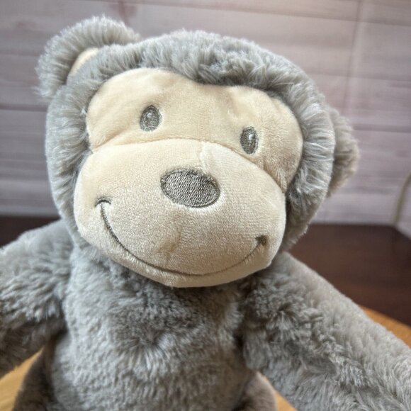 Silver One Intl Plush Stuffed Monkey 10” Sitting Gray toy Stuffed Animal - Picture 5 of 5